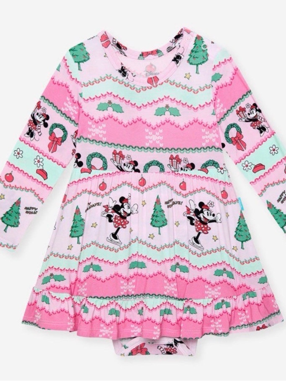 Posh peanut Minnie Mouse Pink Holiday Long Sleeve Dress